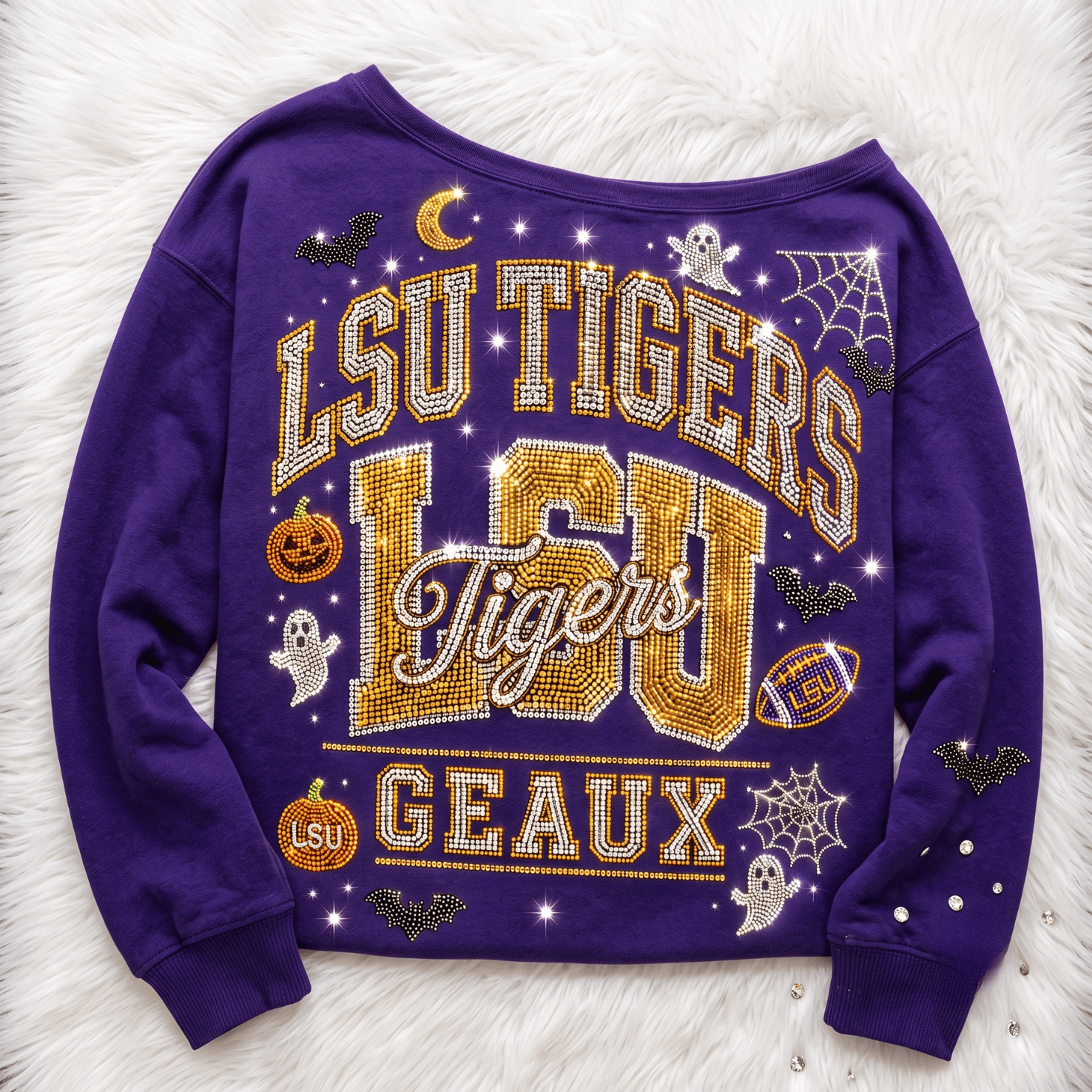LSU 3D SHOULDER RHINESTONE SWEATSHIRT NTKO